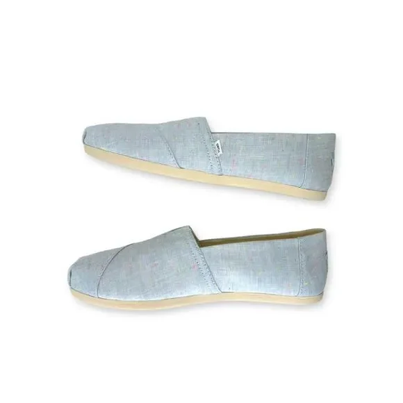 Toms Women's New Alpargata Flats Size 8.5 Light Blue Speckled Linen Slip On - Picture 4 of 15